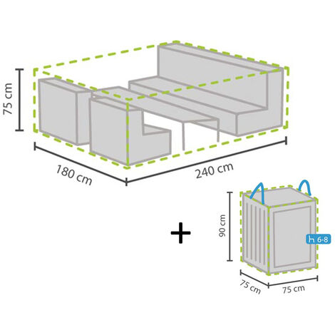 Schutzhülle Abdeckung M 240x180cm für Garten Lounge Set + Hülle für 6-8 Kissen