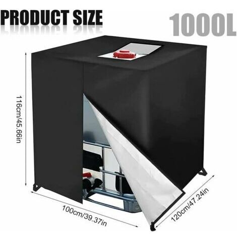 Schutzhülle für 1000-Liter-IBC-Wassertanks, mit Reißverschluss, UV-beständig, geeignet für IBC-Container und Regenwassertanks, 120 x 100 x 116 cm