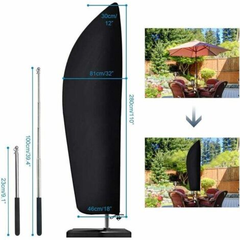 Schutzhülle für 2 bis 4 m Ampelschirm 210D Oxford-Gewebe Wasserdicht Staubdicht UV-beständig 280 x 30/81/46 cm