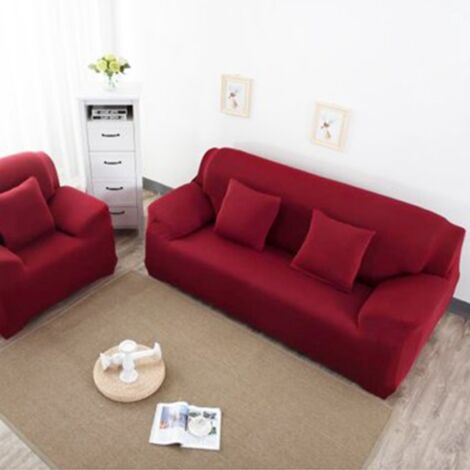 Schutzhülle für 3-Sitzer-Sofa – Hohe Elastizität und Fleckenbeständigkeit, 92 % Polyester, Burgunderrot, 8 % Polyurethan