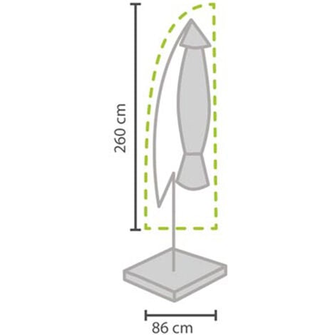 PEREL Schutzhülle für Ampelschirm bis Ø 350cm - Abdeckung 260x60/86cm