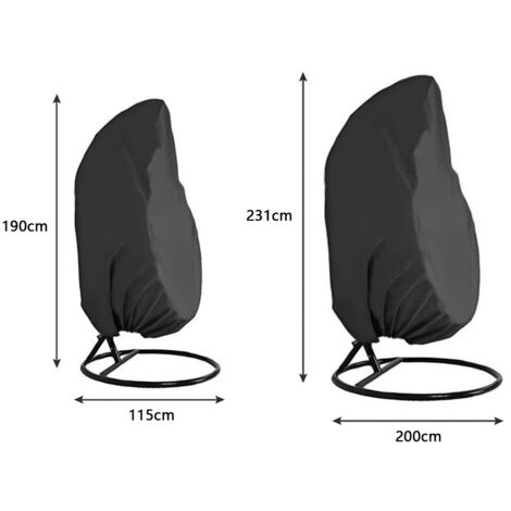 Schutzhülle für den Outdoor-Eierstuhl – Strapazierfähige, wasserdichte Schutzhülle für Schaukelstühle – Größe S (115 x 190 cm) – Schwarz