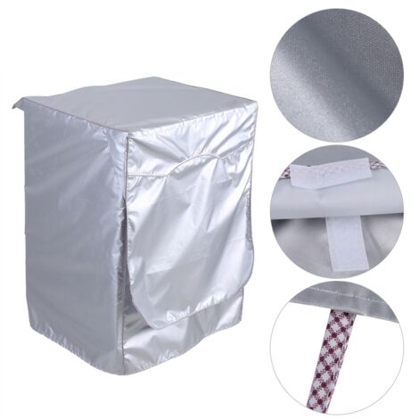 Schutzhülle für Frontlader-Waschmaschinen, silberfarbene, hochwertige, wasserdichte Polyesterhülle mit UV-Schutz gegen Ausbleichen und Materialermüdung (62 x 59 x 81 cm) – Waschmaschinen- und Trockner