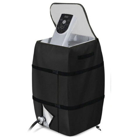 Schutzhülle für Spa-Pumpe [Hitzebeständig, Wasserdicht] Abmessungen: 43 x 38 x 54 cm, Material: 420D silberbeschichtet, Schwarz – Einfache Außenmontage