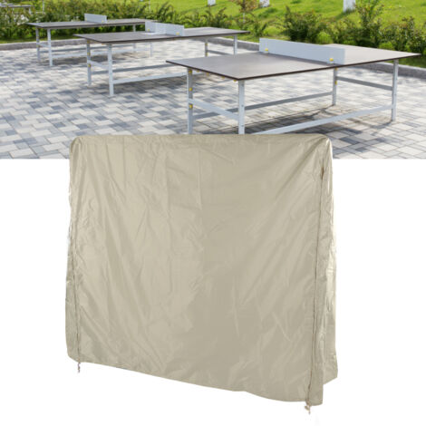 Schutzhülle für Tischtennisplatten mit Reißverschluss und 190% Polyester-Taftmaterial, silberfarben, wasserdicht für Hof und Terrasse (155x75x144cm, beige, inklusive Aufbewahrungstasche)