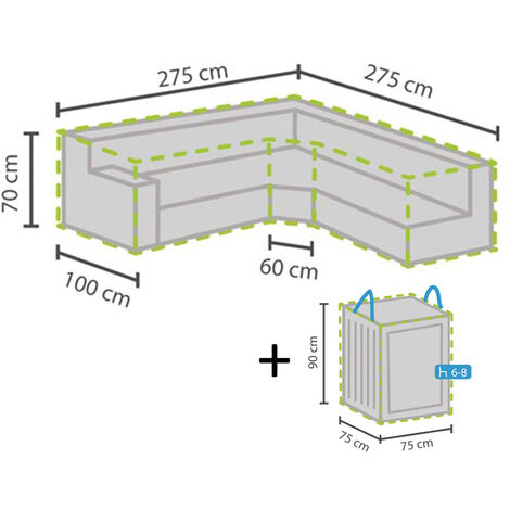 Schutzhülle trapezförmig 275x275cm für Garten Lounge Set + Hülle für 6-8 Kissen