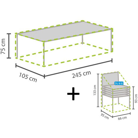 Schutzhüllen Set: 1x Hülle für Tisch max. 240cm + 1x Hülle für 4-6 Stapelsessel
