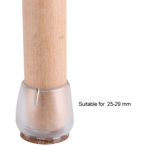 【Schutzkappen】 16 transparente PVC-Schutzkappen für Tisch- und Stuhlbeine, Größe M, rutschfest, schützt Böden und reduziert Schatten, Höhe 28 mm