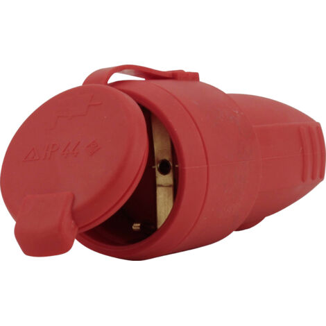 Schutzkontakt-Kupplung Gummi PVC-Ei IP44 Deckel rot Stecker & Kupplungen