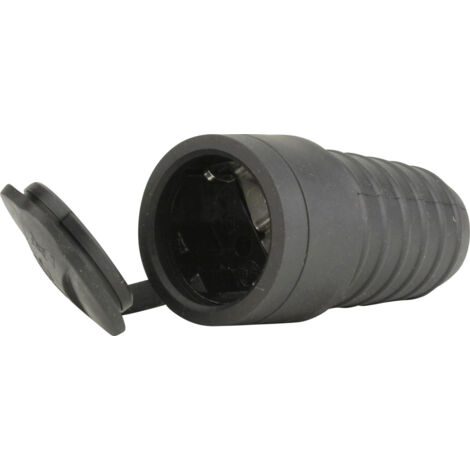 Schutzkontakt-Kupplung Gummi PVC-Ei IP44 Deckel schwarz Stecker & Kupplungen