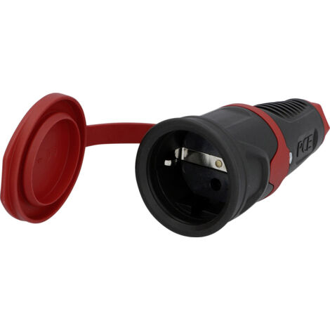 Schutzkontakt-Kupplung Vollgummi IP44 Deckel schwarz Stecker & Kupplungen