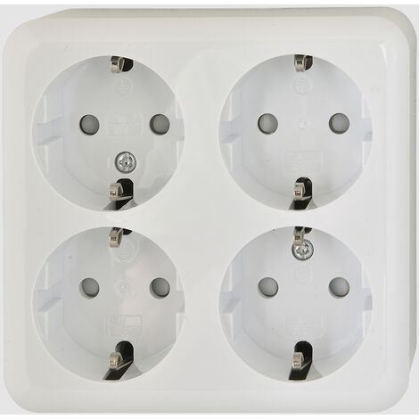 Schutzkontakt-Steckdose AP 4-fach AP Kontaktschutzbuchse 4-Wege AC 250 V / 16 A VDE CE
