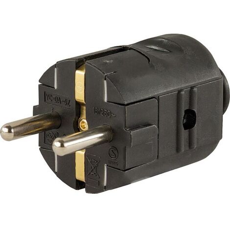Schutzkontakt-Stecker - schwarz 16A - 250V