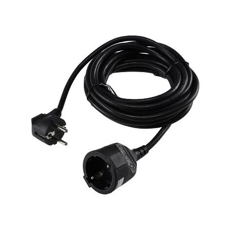 Schutzkontakt-Verlängerung, 5m, schwarz H05VV-F3G 1,5mm² 16A/250V