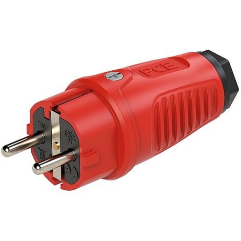 Schutzkontaktstecker Vollgummi (rot/schwarz)