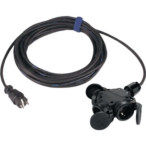 Schutzkontaktverlängerung 16 A 250 V 3-Wege-Kupplung 5m H07RN-F 3x1,5 mm²