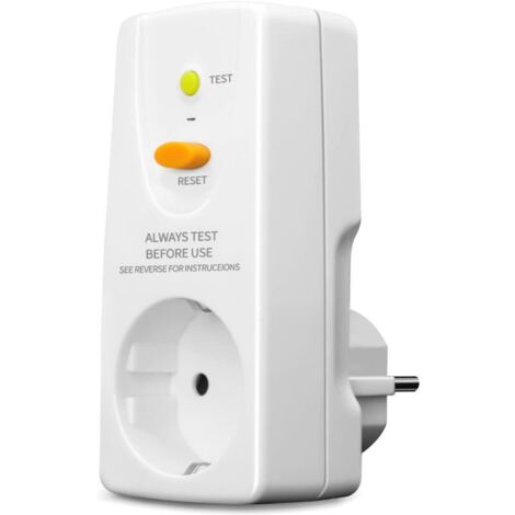 ALOVEZ Schutzschalter-Steckdose, Personenschutzstecker, Schutz gegen Leckage und Stromschlag, 10 mA Schutzkontakt 230 V, 16 A Schutzschalterstecker, geeignet für Haushaltsgeräte, Werkzeuge, Außenbereich