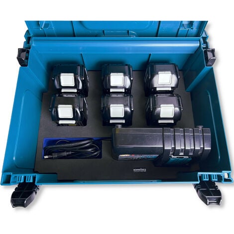 SCHWÄBLE® Schaumeinlage Schaumstoffeinlage für Makita Li-Ion 6x Akku 3-5Ah Lader
