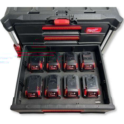 SCHWÄBLE® Schaumeinlage Schaumstoffeinlage für Milwaukee Akkus 8x 18V 5Ah