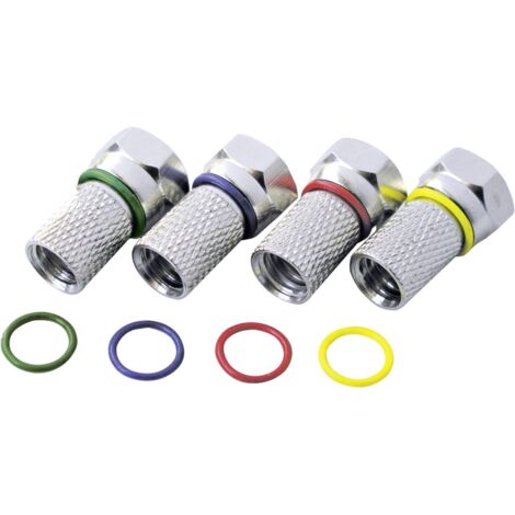 Schwaiger F Stecker FSTFR7004 531 4x F Aufdrehstecker mit Farbringen für Kabel mit 7mm Durchmesser F-Stecker