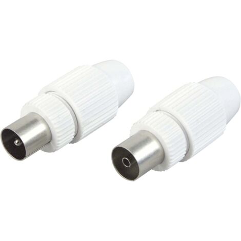 Schwaiger Koaxial Stecker Set KST1121 532 weiß, 1x Koax Stecker + 1x Koax Buchse F-Stecker