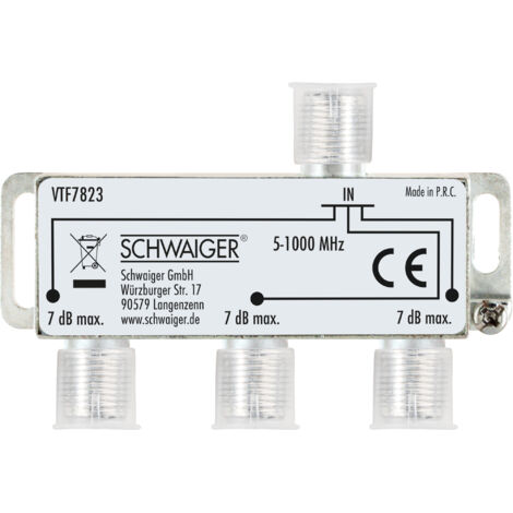 Schwaiger Verteiler VTF7823 531 3-fach 1x F Buchse auf 3x F Buchse, Dämpfung max. 7dB Verstärker & Verteiler