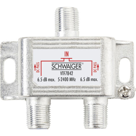 Schwaiger Verteiler VTF7842 531 4-fach 1x F Buchse auf 2x F Buchse, Dämpfung max. 6,5dB Verstärker & Verteiler