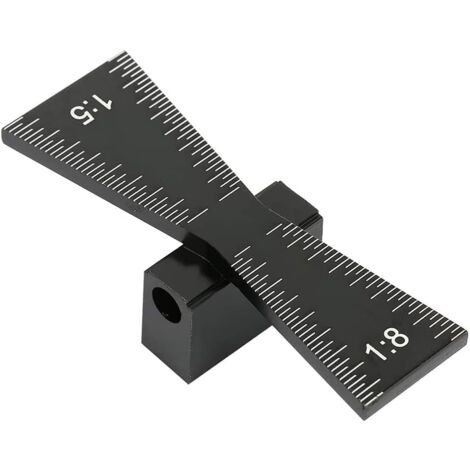 Schwalbenschwanzmarkierung, Schwalbenschwanzführungswerkzeug, Schwalbenschwanzmarkierungslehre, Aluminium-Holzfugenlehrenwerkzeug mit klarer Skala, für Möbel, Fabrik (schwarz)