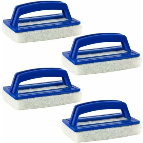 Schwammbürste, Wasserlinienbürste, Kunststoff-Poolreinigungsbürste mit Bürstengriffen, Reinigungswerkzeug für Pool- und Spa-Böden und -Wände, 4-teilig – blau