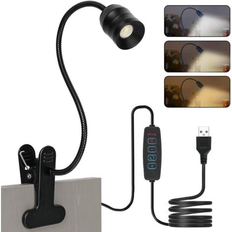 Schwanenhals Leselampe, Dimmbare Klemmlampe für Bett, Leselampe Bett Klemme, LED Schreibtischlampe Klemmbar mit 3 Farbtemperaturen & 10 Dimmstufen, Einstellbarer Abstrahlwinkel 15°-80°