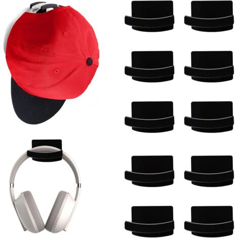 Schwarz - 10 Hutständer, Baseballkappen-Wandbehang, geklebter Hutständer, Huthandtuchhalter, Tür-Organizer, Stück