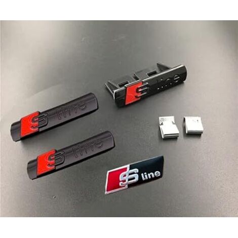 (Schwarz) 4 Stück S-Logo-Linienemblem, 3D-Logo-Metallaufkleber, Auto-Außenverkleidung