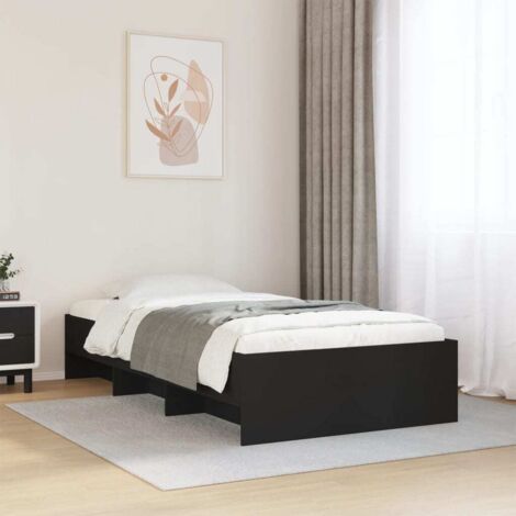 Schwarz Bettgestell 100x200 cm aus Holzwerkstoff