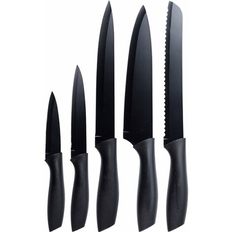 Schwarz Edelstahl Messer Set von 5 Stück Küchenmesser mit einzigartigem Design