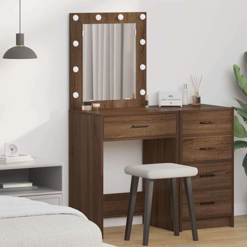 Vidaxl - Schminktisch Braunes Eichenholz 50 X 41 X 135 Cm Holzwerkstoff