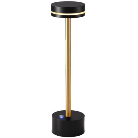 Schwarz-goldene LED-Tischnachtlampe 5W warme Farbe kabellos Touch SAM Milagro