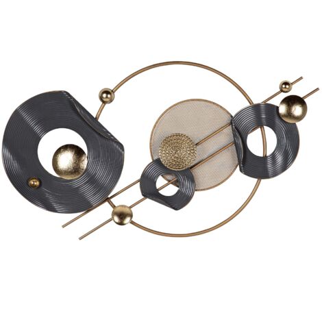 Schwarz-goldenes Metall-Wandornament 91X5X50 cm
