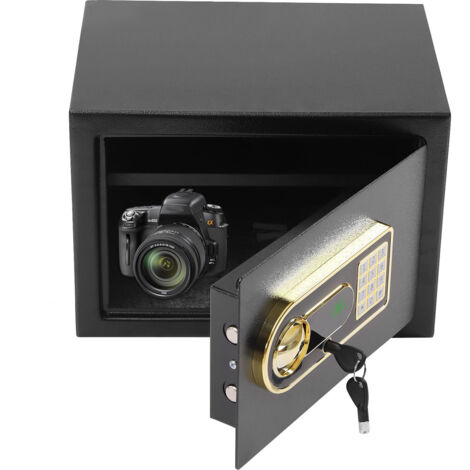 Schwarz-goldfarbener 22-Liter-Safe mit wasserdichter und feuerfester Tasche für Dokumente, digitaler Mini-Safe mit Dreifachverriegelung, für Bargeld, Schmuck, Dokumente und Medikamente