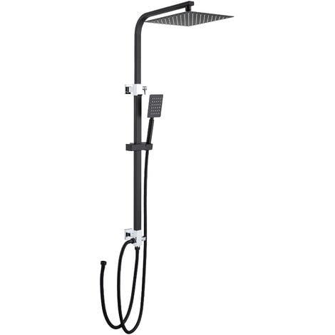 Schwarz Moderne Design Duschset Duscharmatur Duschsystem mit Regendusche und Duschkopf Handbrause für Badezimmer, ohne Armatur