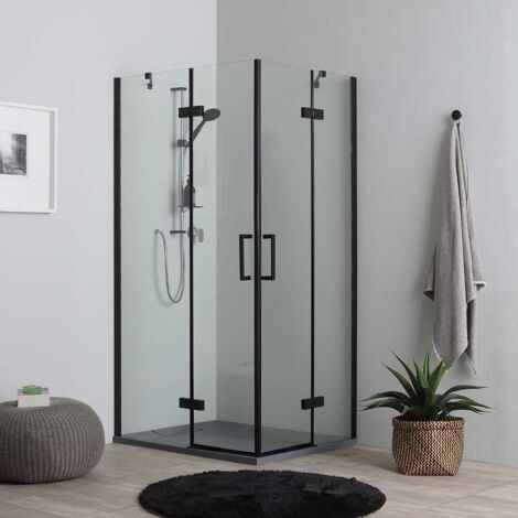 Schwarz Teilgerahmte Eckdusche In 120X80 Mit  6 Mm Starkem Sicherheitsglas  London