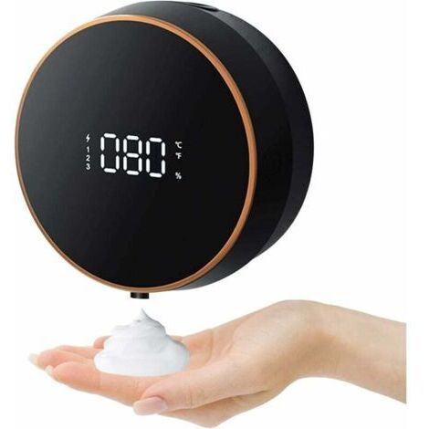 (Schwarz) Wandseifenspender, 300 ml kontaktloser Handdesinfektionsmittelspender, USB-Wandladegerät mit LED-Anzeigesensor Handseifenspender für Badezimmer