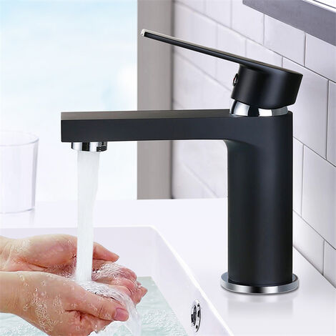 Schwarz Wasserhahn Bad Armatur Waschtischarmatur Waschbecken Mischbatterie Badarmatur Waschtischmischer Waschtischbatterie Waschbeckenarmatur