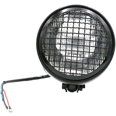 Schwarz + weiß Retro Vintage Motorrad Universal Led Scheinwerfer Mit Grille Motorrad Beleuchtung Kopf L