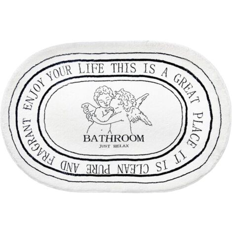 Schwarz-weiße Badematte, 50 x 80 cm, weich und saugfähig, maschinenwaschbar, rutschfest, für Dusche, Badewanne, Badezimmerdekoration