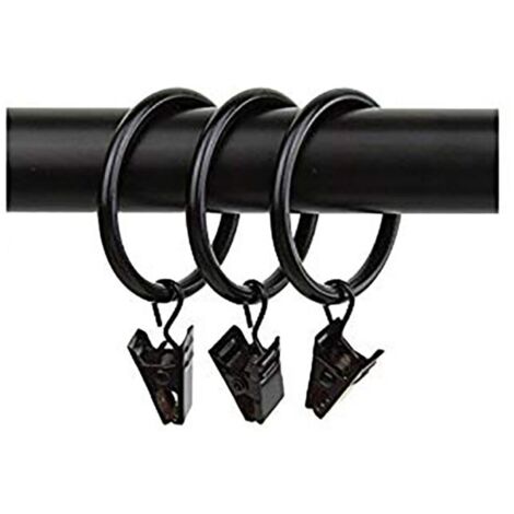 Schwarze 10 Gardinenringe mit Clips, Innendurchmesser 3,5 x 35 mm (1,37 Zoll)