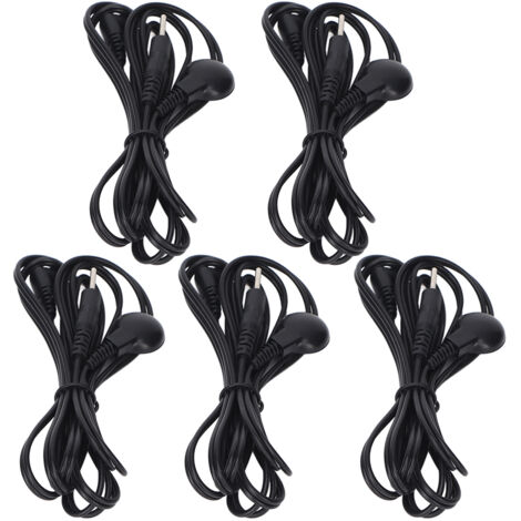 schwarze 2,5-mm-Kabel mit Stecker für TENS-Gerät, digitaler Elektrostimulator, 1,2 m Länge – 5er-Pack