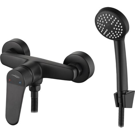 Schwarze ATEZ Kuchinox Wand-Duscharmatur mit Duschset