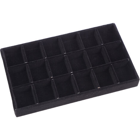 Schwarze Aufbewahrungsklappe 18 Fächer 21,312,42,4 cm 1 Schmuckschatulle aus Samt große Größe geeignet für Ringe