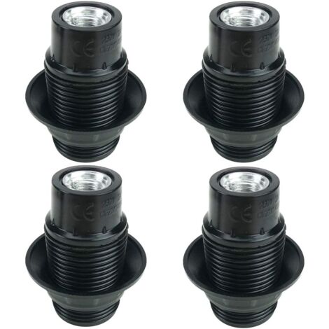 Schwarze E14-Schraube, E14-Lampenfassung, 4 Stück E14-Fassung, E14-Sockelbirne, massive Lampenfassung, schwarzer Sockel-Adapter, Lampenfassungen, Dekoration, Café, Küche, Cafeteria, Industrie und Heim