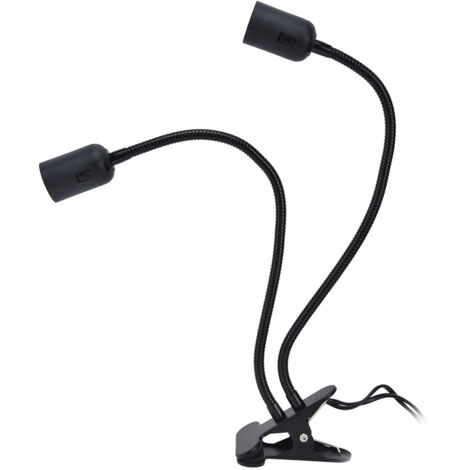 Schwarze E27/E26 Doppellampenfassung, 360° verstellbar, robustes Material mit Klemme und 100–240-V-EU-Stecker